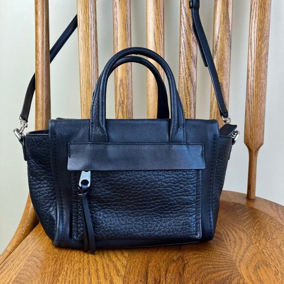 COACH Black Leather Bleecker Mini Riley Carryall Purse Crossbody Light Flaws OS - Picture 7 of 16